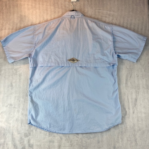 Hook & Tackle Fishing Gear Short Sleeve Vented Cotton Shirt Sz L Multi-pocket - Picture 2 of 13